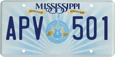 MS license plate APV501