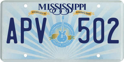 MS license plate APV502