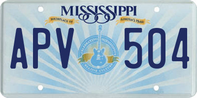 MS license plate APV504