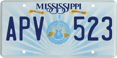 MS license plate APV523
