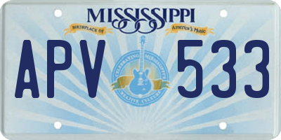 MS license plate APV533