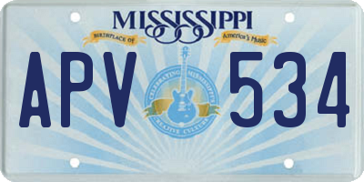 MS license plate APV534