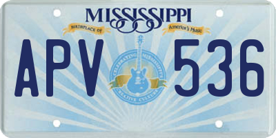 MS license plate APV536