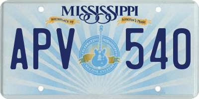 MS license plate APV540