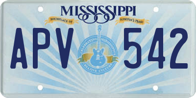 MS license plate APV542