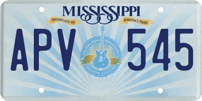 MS license plate APV545