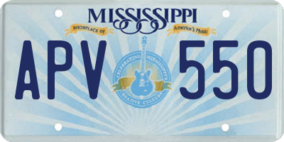 MS license plate APV550