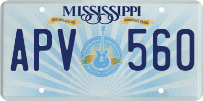 MS license plate APV560