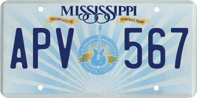 MS license plate APV567