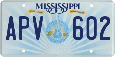 MS license plate APV602