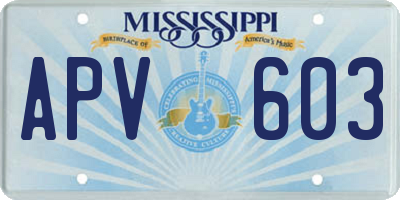 MS license plate APV603