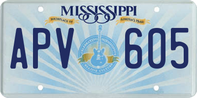 MS license plate APV605