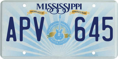 MS license plate APV645