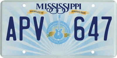 MS license plate APV647