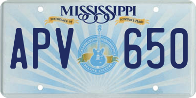MS license plate APV650