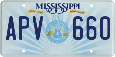 MS license plate APV660