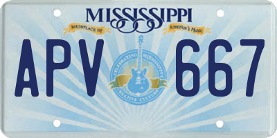 MS license plate APV667