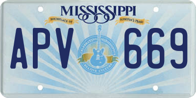 MS license plate APV669