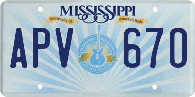 MS license plate APV670