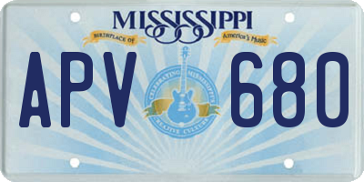 MS license plate APV680