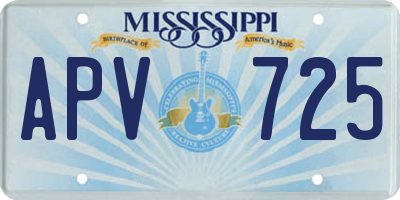 MS license plate APV725