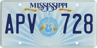 MS license plate APV728