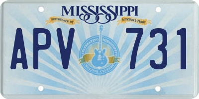 MS license plate APV731