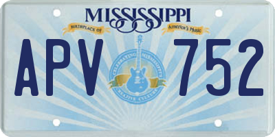 MS license plate APV752