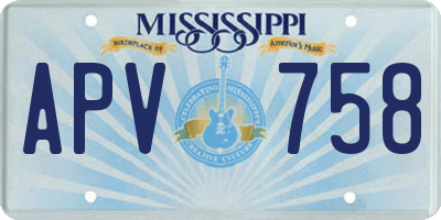 MS license plate APV758