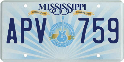 MS license plate APV759