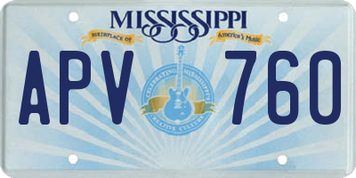 MS license plate APV760
