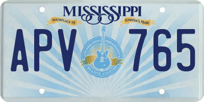 MS license plate APV765