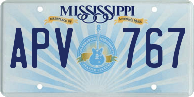 MS license plate APV767