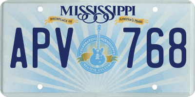 MS license plate APV768
