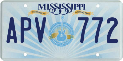 MS license plate APV772