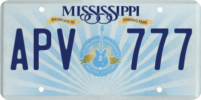 MS license plate APV777