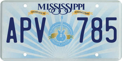 MS license plate APV785