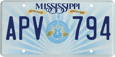 MS license plate APV794