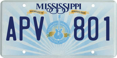 MS license plate APV801