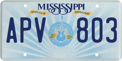 MS license plate APV803