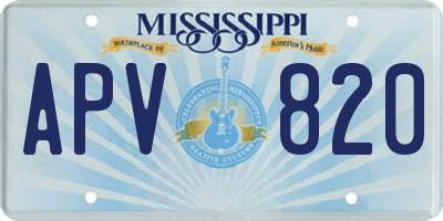 MS license plate APV820
