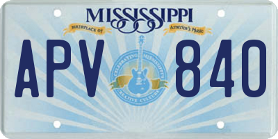 MS license plate APV840