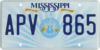 MS license plate APV865