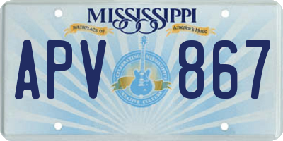 MS license plate APV867