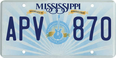 MS license plate APV870