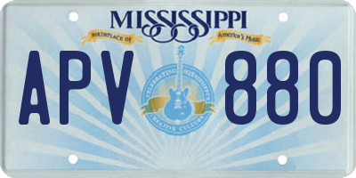 MS license plate APV880