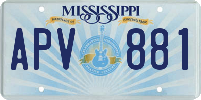 MS license plate APV881