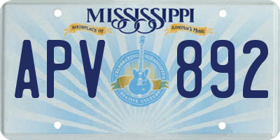MS license plate APV892