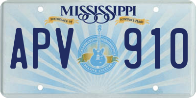 MS license plate APV910
