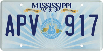MS license plate APV917